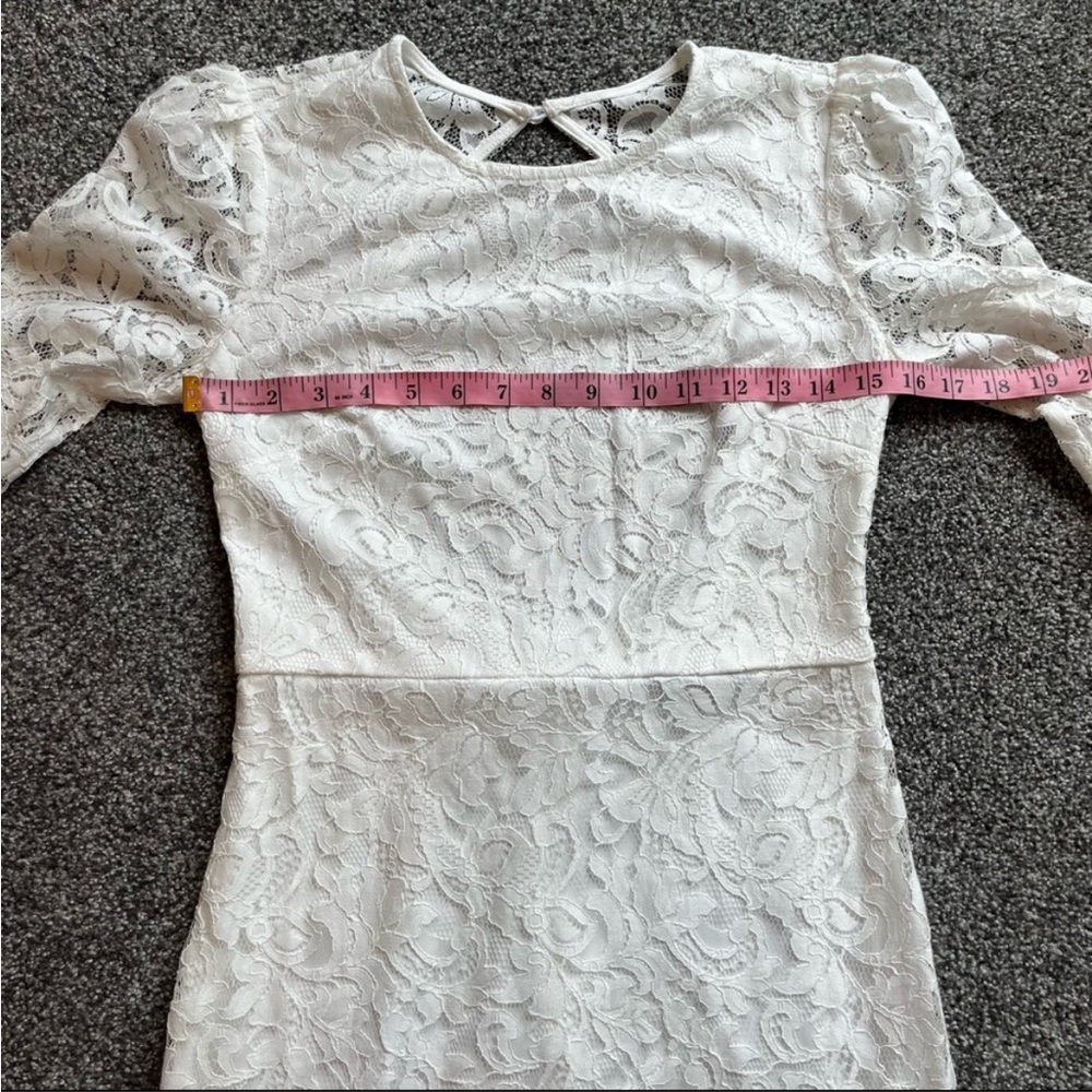 Lulu's White Lace Long Sleeved Open Back Dress - small - Picture 4 of 6